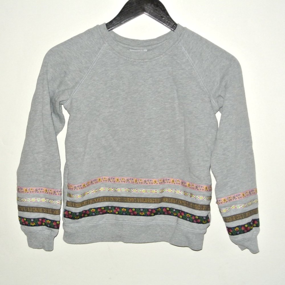 Hanna Andersson Grey Ribbon Floral Trim Sweatshirt